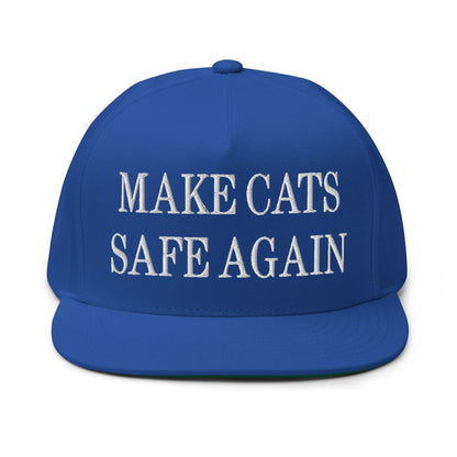 Make Cats Safe Again Embroidered 5 Panel Flat Bill Brim Snapback Hat - Royal Blue