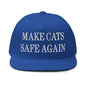 Make Cats Safe Again Embroidered 5 Panel Flat Bill Brim Snapback Hat - Royal Blue