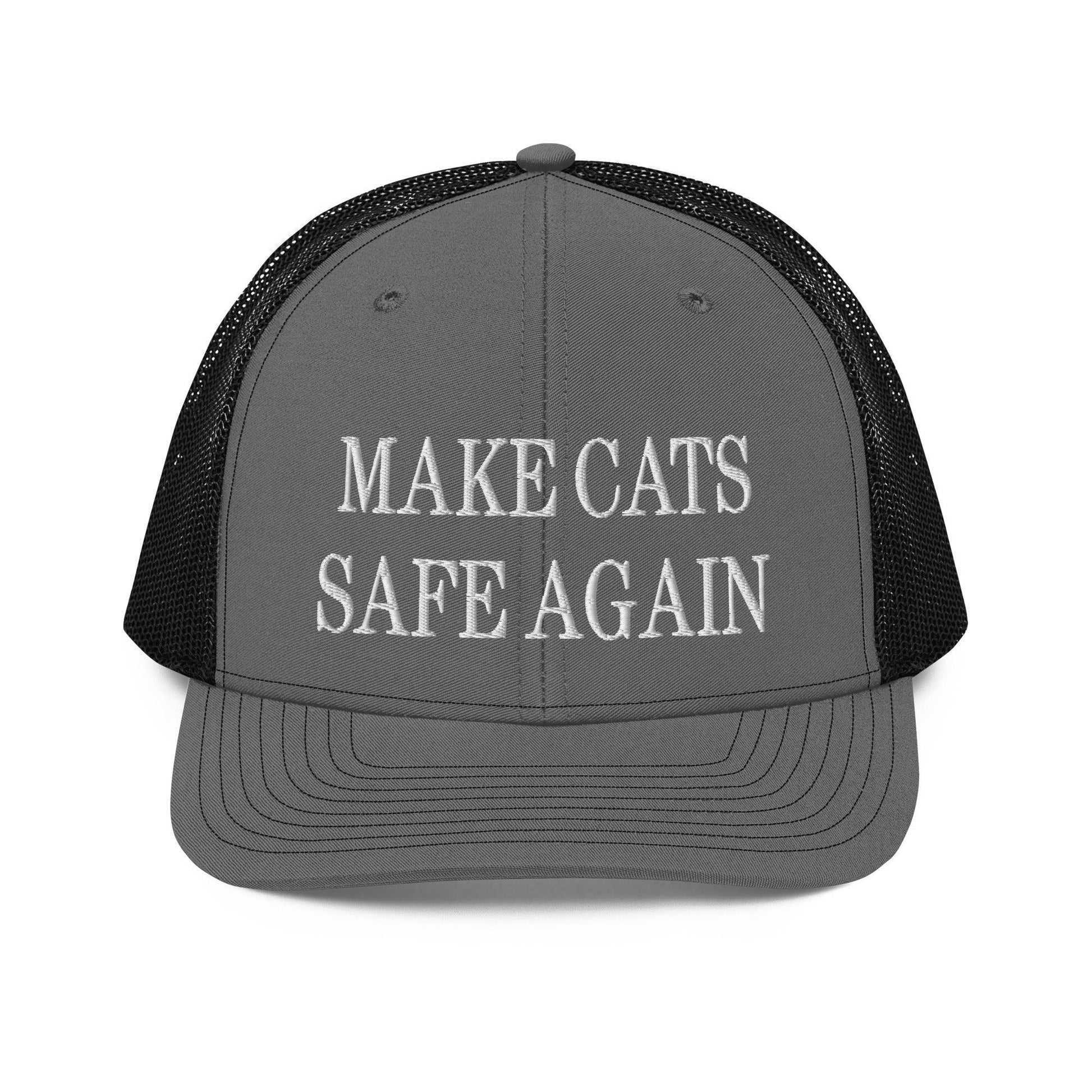 Make Cats Safe Again Embroidered Classic Mesh Trucker Hat - Charcoal/Black