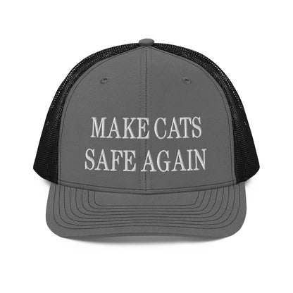 Make Cats Safe Again Embroidered Classic Mesh Trucker Hat - Charcoal/Black