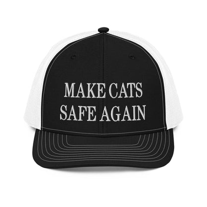 Make Cats Safe Again Embroidered Classic Mesh Trucker Hat - Black / White
