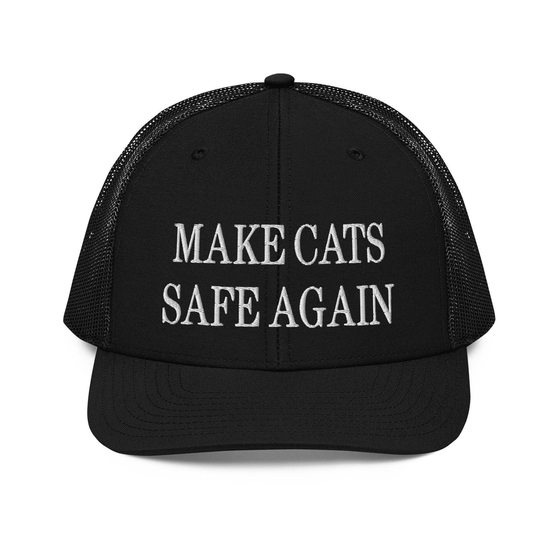 Make Cats Safe Again Embroidered Classic Mesh Trucker Hat - Black