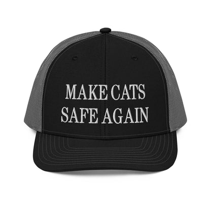 Make Cats Safe Again Embroidered Classic Mesh Trucker Hat - Black / Charcoal