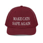 Make Cats Safe Again Embroidered Classic Mesh Trucker Hat - Cardinal