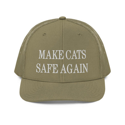 Make Cats Safe Again Embroidered Classic Mesh Trucker Hat - Loden
