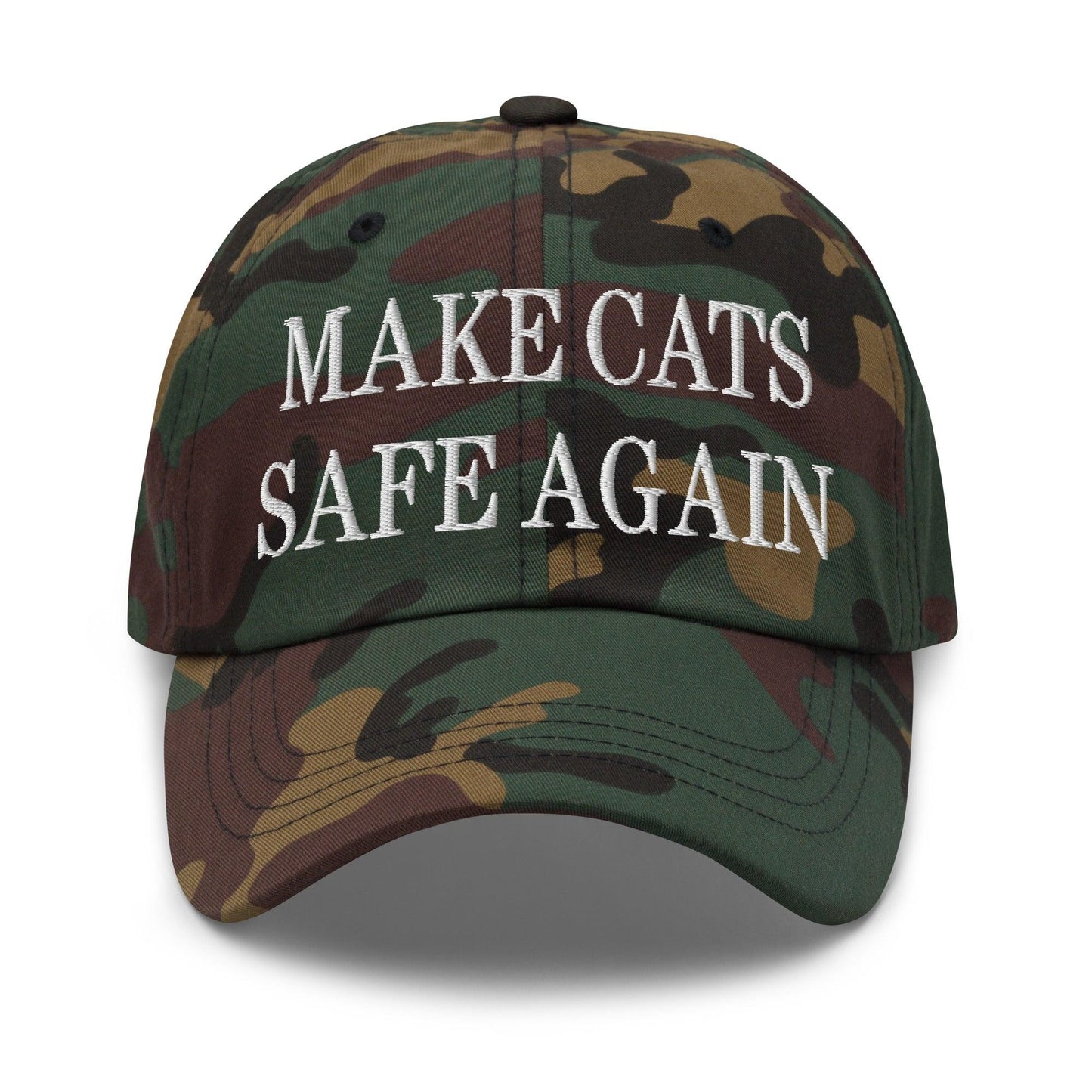 Make Cats Safe Again Embroidered Dad Hat - Green Camo