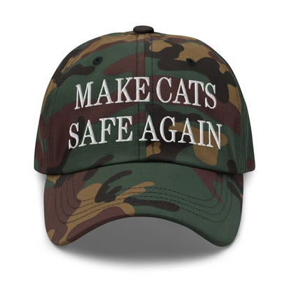 Make Cats Safe Again Embroidered Dad Hat - Green Camo