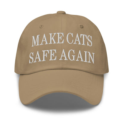 Make Cats Safe Again Embroidered Dad Hat - Khaki