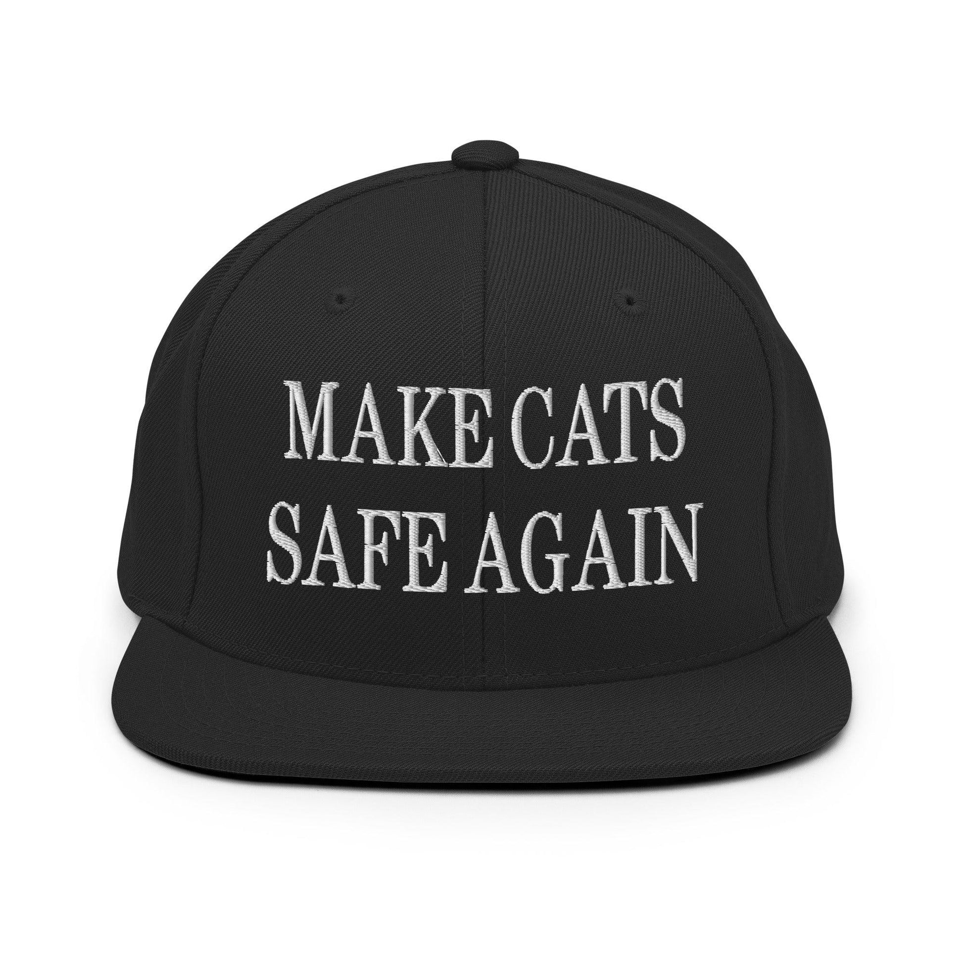 Make Cats Safe Again Embroidered Flat Bill Brim Snapback Hat - Black