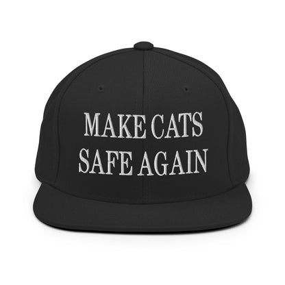 Make Cats Safe Again Embroidered Flat Bill Brim Snapback Hat - Black