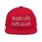 Make Cats Safe Again Embroidered Flat Bill Brim Snapback Hat - Red
