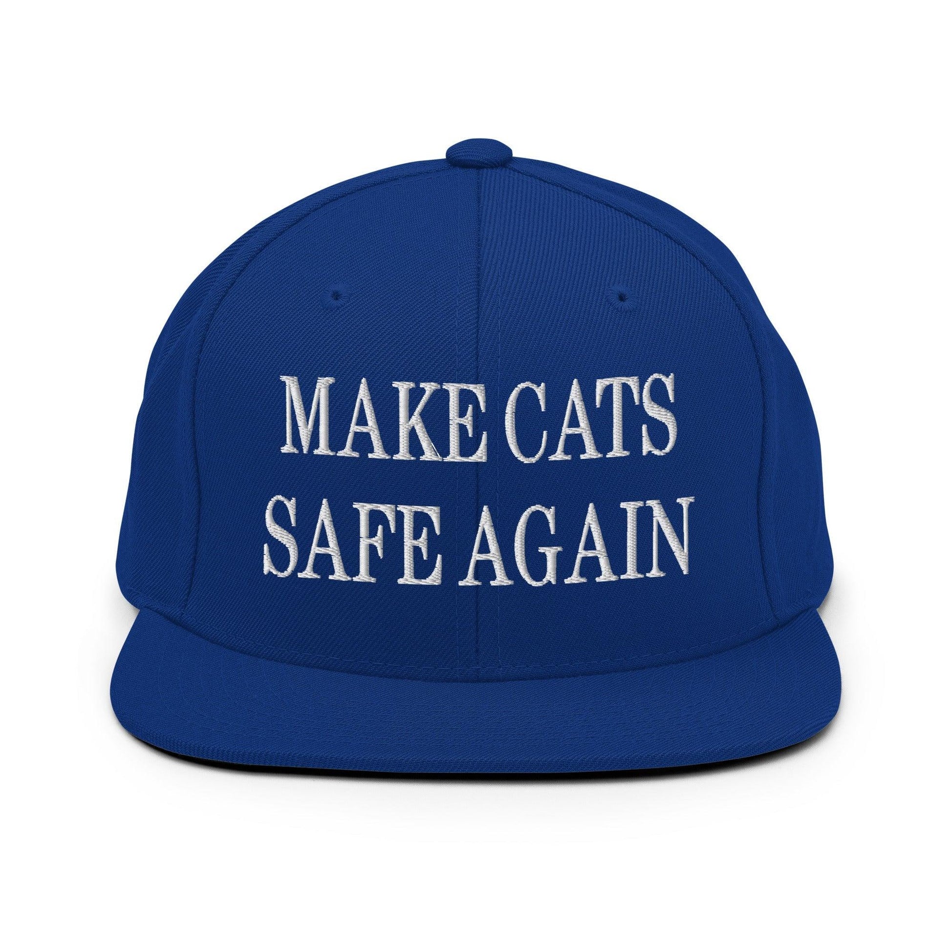 Make Cats Safe Again Embroidered Flat Bill Brim Snapback Hat - Royal Blue