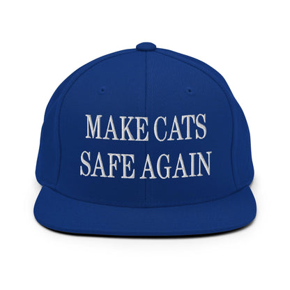 Make Cats Safe Again Embroidered Flat Bill Brim Snapback Hat - Royal Blue