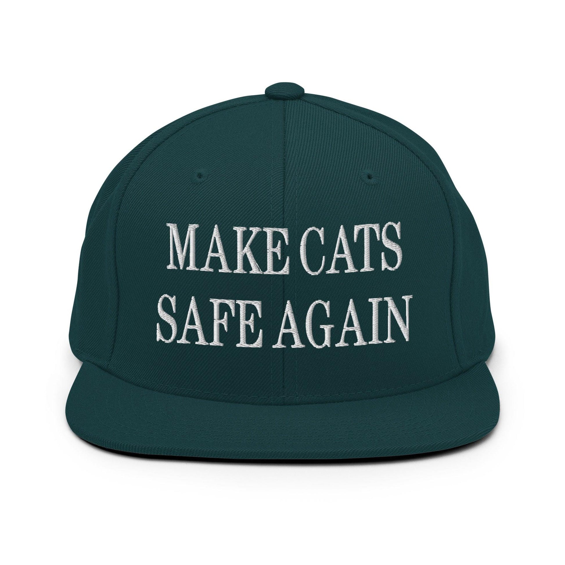 Make Cats Safe Again Embroidered Flat Bill Brim Snapback Hat - Spruce