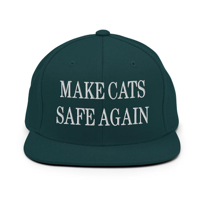 Make Cats Safe Again Embroidered Flat Bill Brim Snapback Hat - Spruce