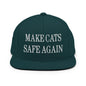 Make Cats Safe Again Embroidered Flat Bill Brim Snapback Hat - Spruce