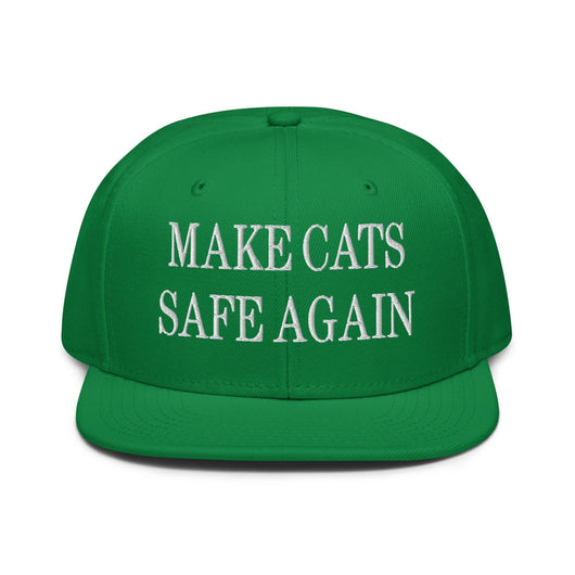 Make Cats Safe Again Embroidered Flat Brim Bill Snapback Hat - Kelly Green