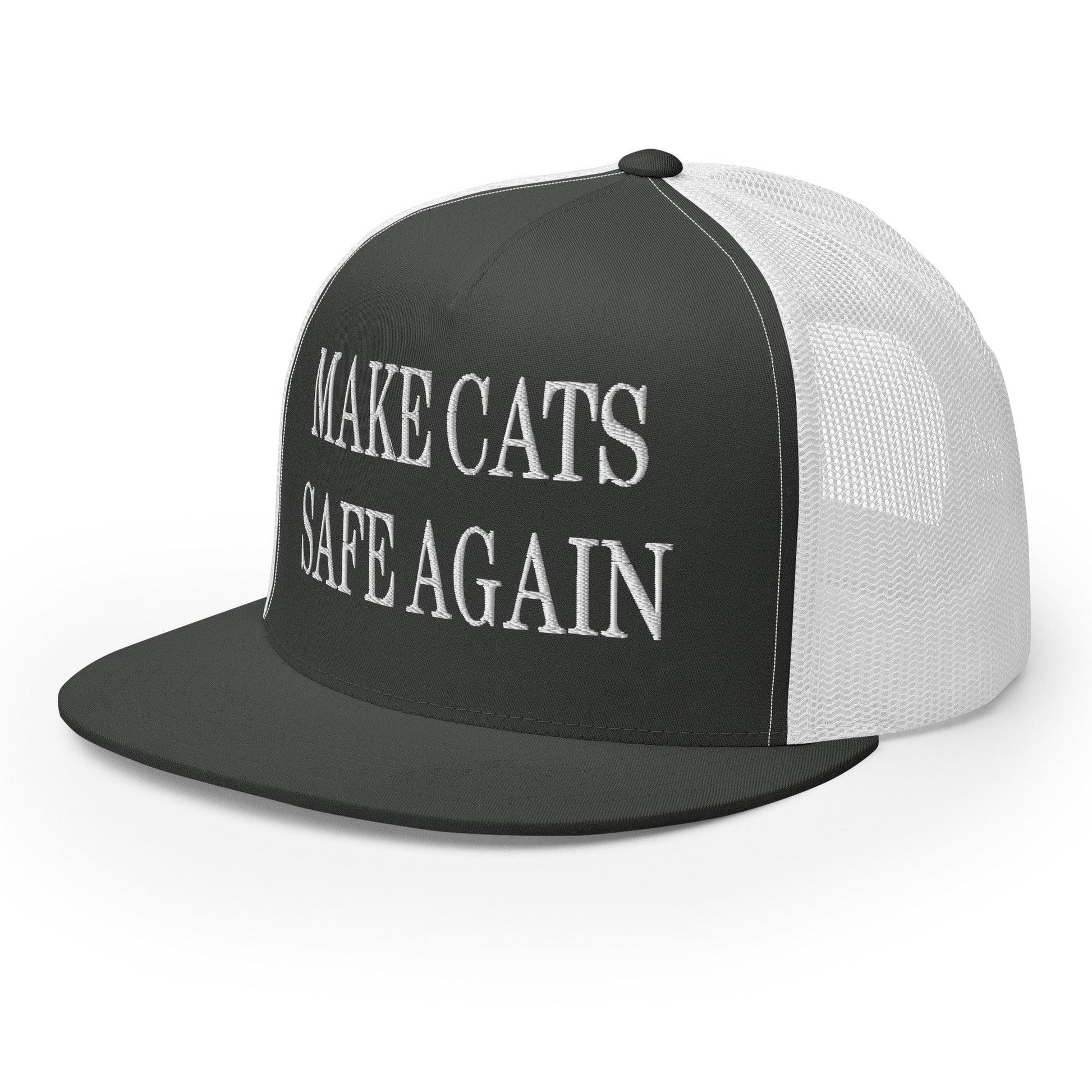 Make Cats Safe Again Embroidered Mesh Flat Bill Brim Trucker Hat