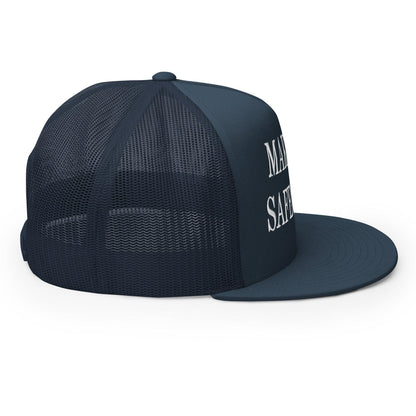 Make Cats Safe Again Embroidered Mesh Flat Bill Brim Trucker Hat