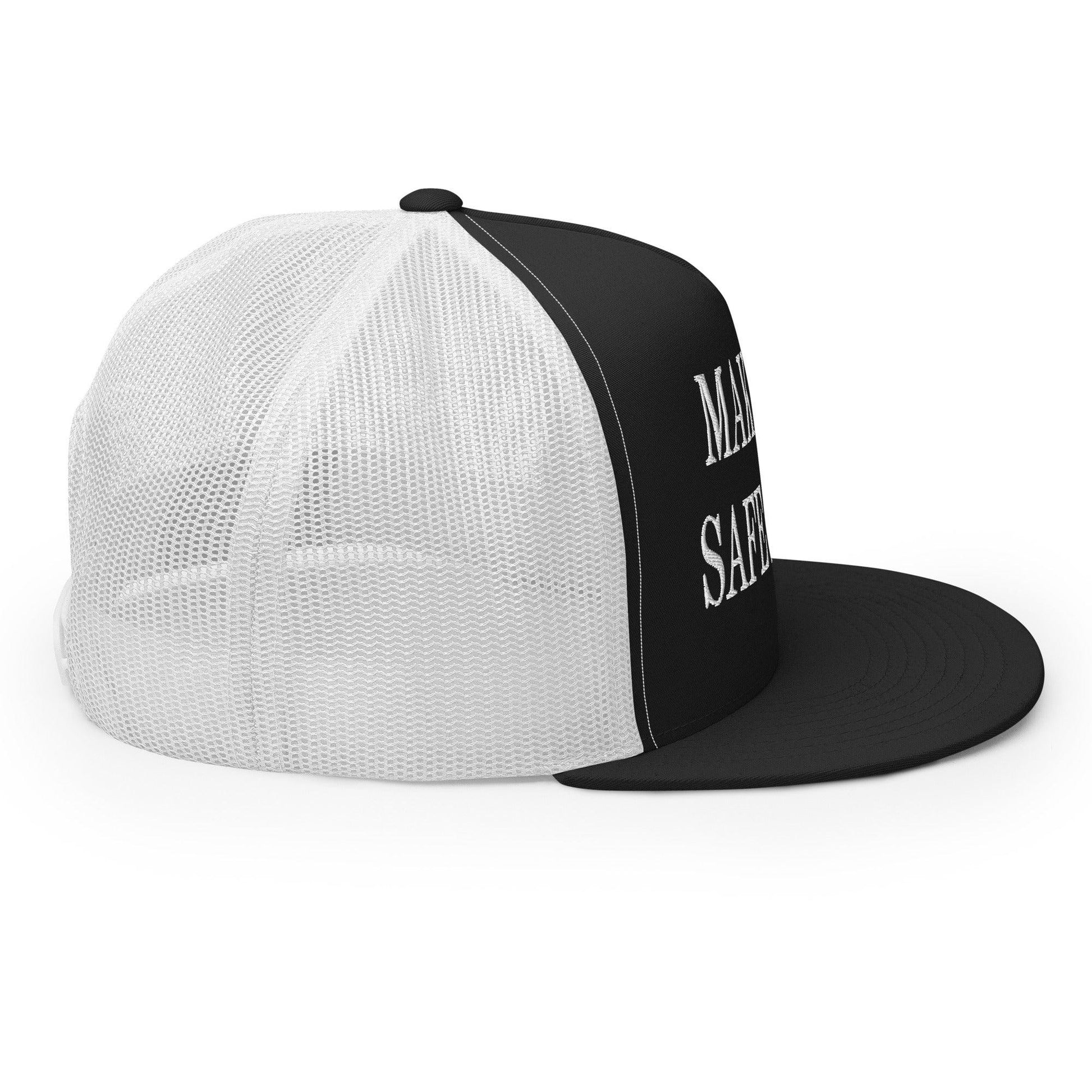 Make Cats Safe Again Embroidered Mesh Flat Bill Brim Trucker Hat