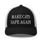 Make Cats Safe Again Embroidered Mesh Trucker Hat - Black/ White