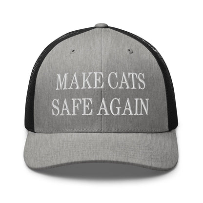 Make Cats Safe Again Embroidered Mesh Trucker Hat - Heather/ Black