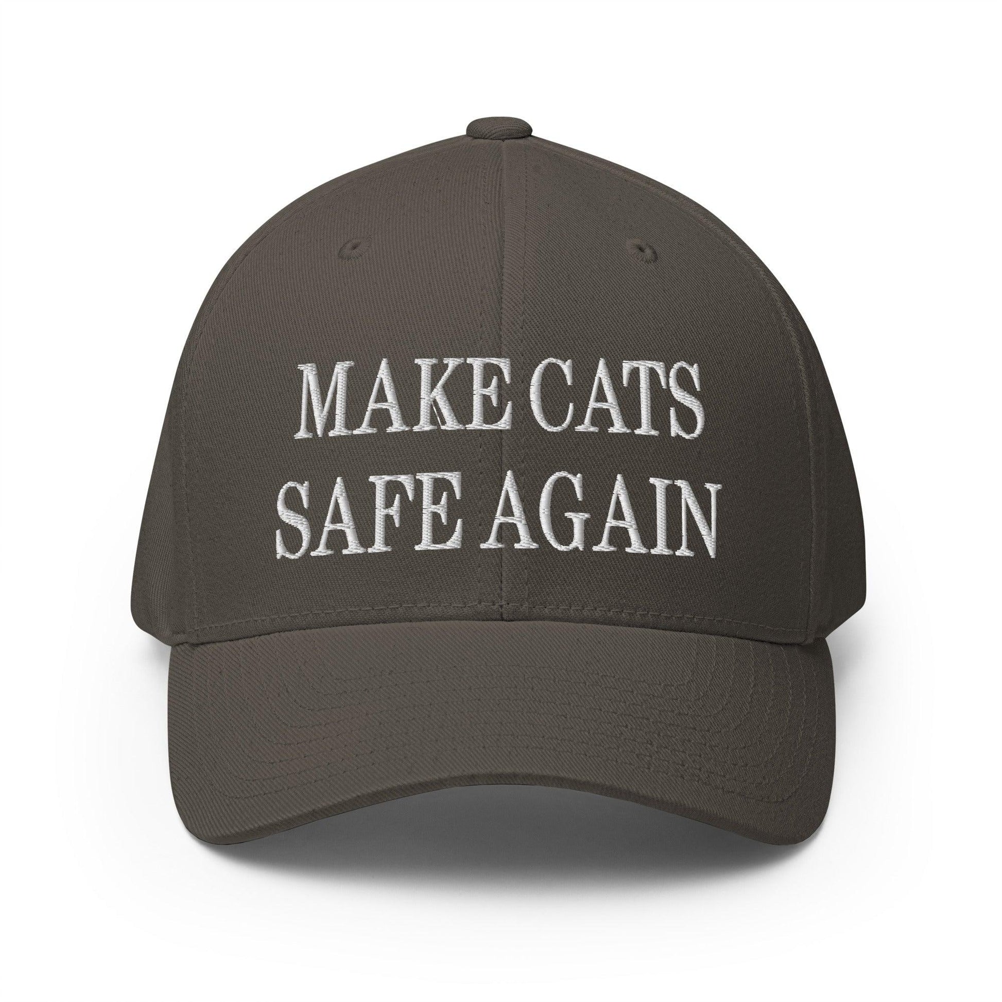 Make Cats Safe Again Embroidered Stretch Fit Baseball Hat - Dark Grey / S/M