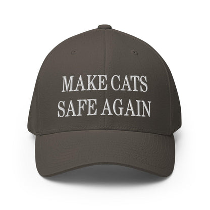 Make Cats Safe Again Embroidered Stretch Fit Baseball Hat - Dark Grey / S/M