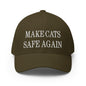 Make Cats Safe Again Embroidered Stretch Fit Baseball Hat - Olive / S/M