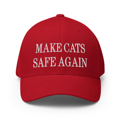 Make Cats Safe Again Embroidered Stretch Fit Baseball Hat - Red / S/M