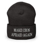 Make CEOs Afraid Again Embroidered Knit Cuffed Beanie - Dark Grey