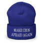Make CEOs Afraid Again Embroidered Knit Cuffed Beanie - Royal