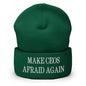 Make CEOs Afraid Again Embroidered Knit Cuffed Beanie - Spruce