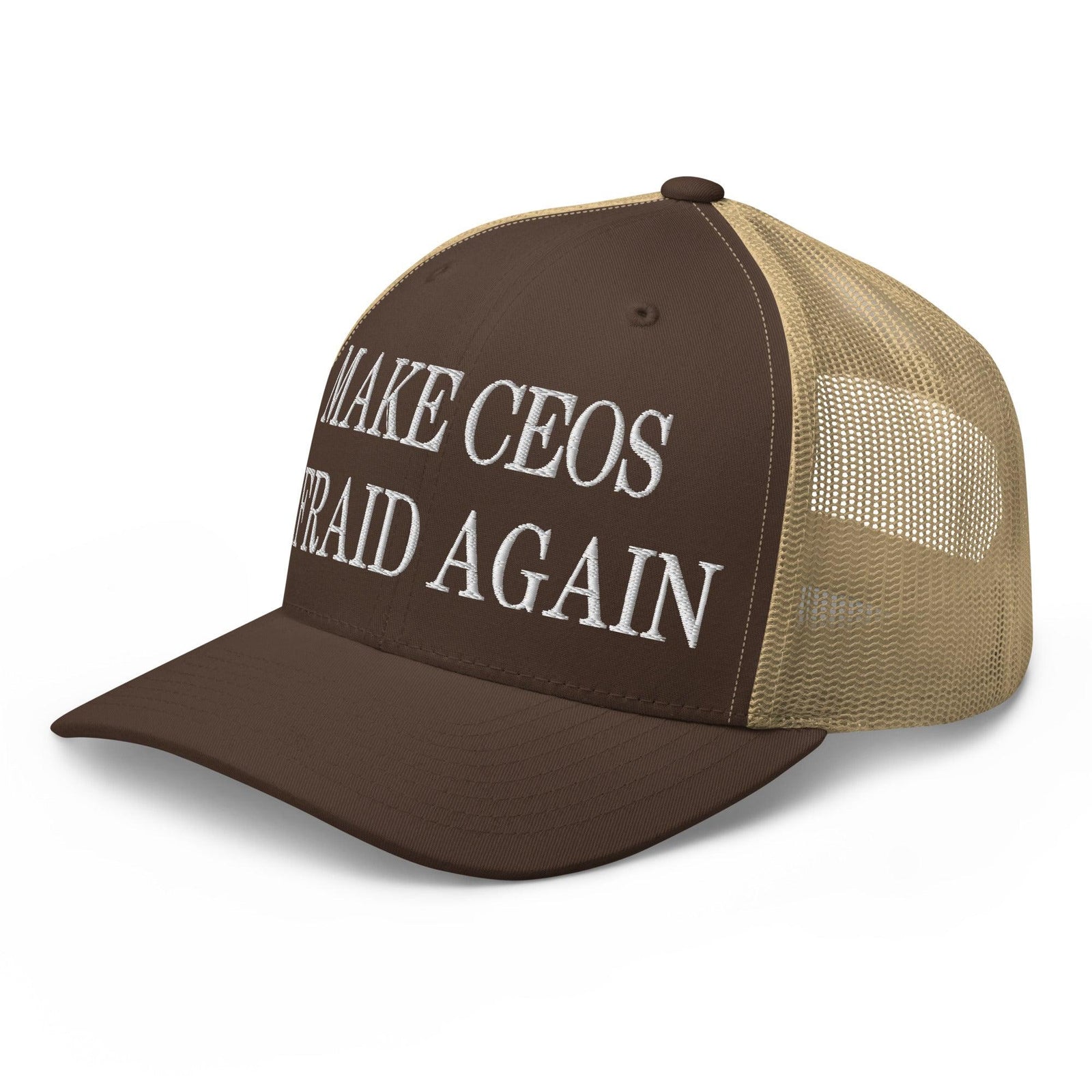 Make CEOs Afraid Again Embroidered Mesh Trucker Hat