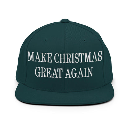 Make Christmas Great Again Embroidered Flat Bill Brim Snapback Hat - Spruce