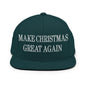 Make Christmas Great Again Embroidered Flat Bill Brim Snapback Hat - Spruce