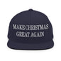 Make Christmas Great Again Embroidered Flat Bill Brim Snapback Hat - Navy