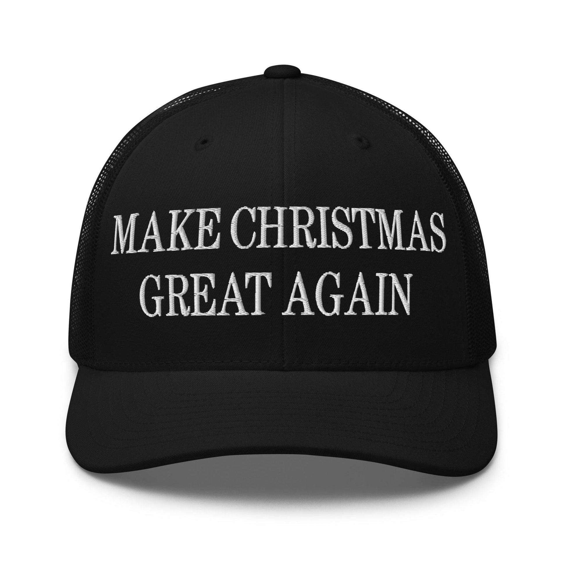 Make Christmas Great Again Embroidered Mesh Trucker Hat - Black