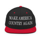 Make Us Country Again Embroidered Flat Bill Brim Snapback Hat - Black/ Red
