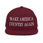 Make Us Country Again Embroidered Flat Bill Brim Snapback Hat - Maroon
