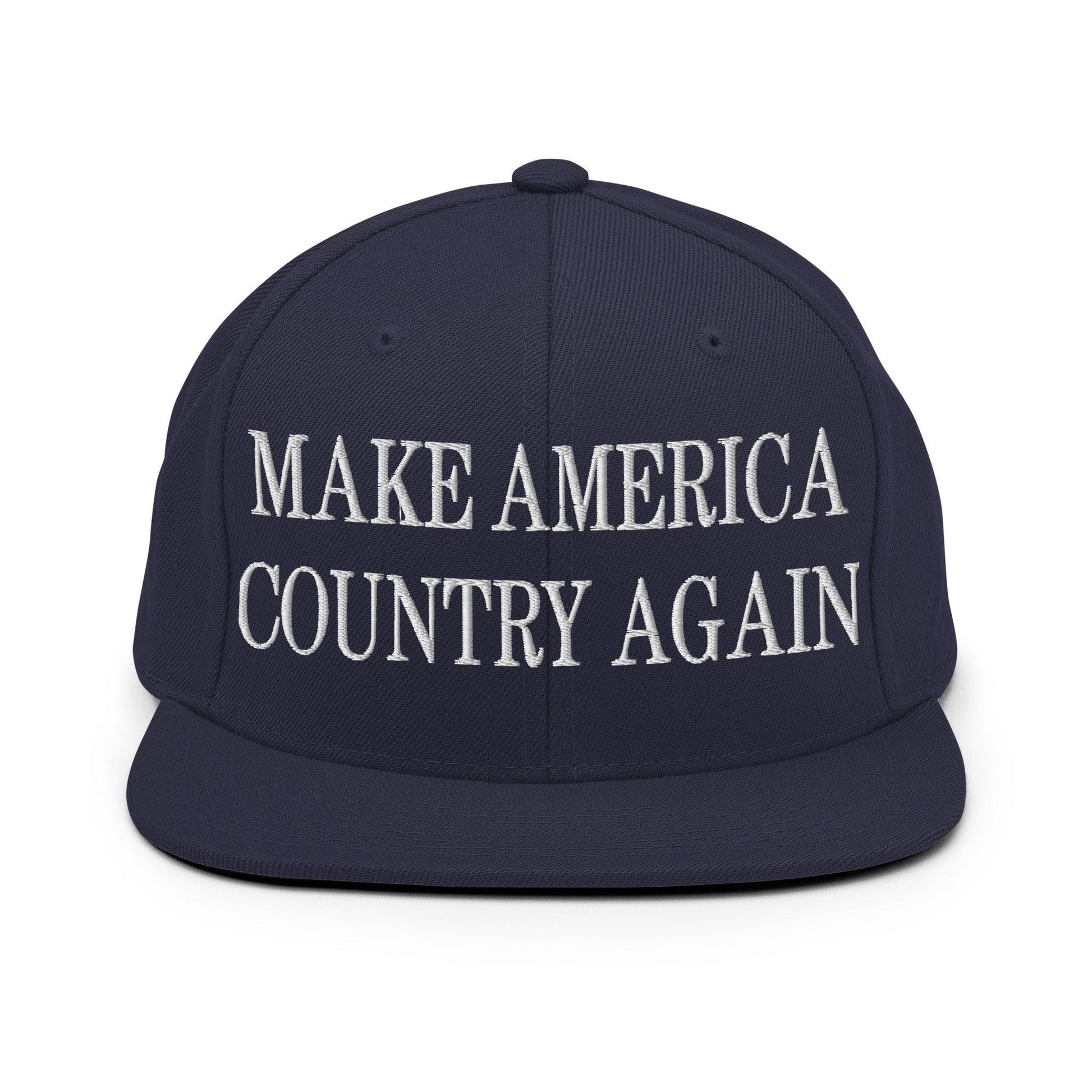 Make Us Country Again Embroidered Flat Bill Brim Snapback Hat - Navy