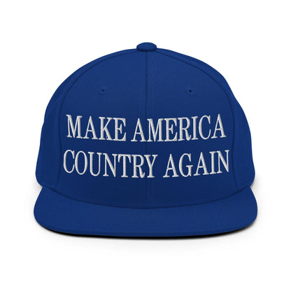Make Us Country Again Embroidered Flat Bill Brim Snapback Hat - Royal Blue