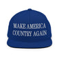 Make Us Country Again Embroidered Flat Bill Brim Snapback Hat - Royal Blue
