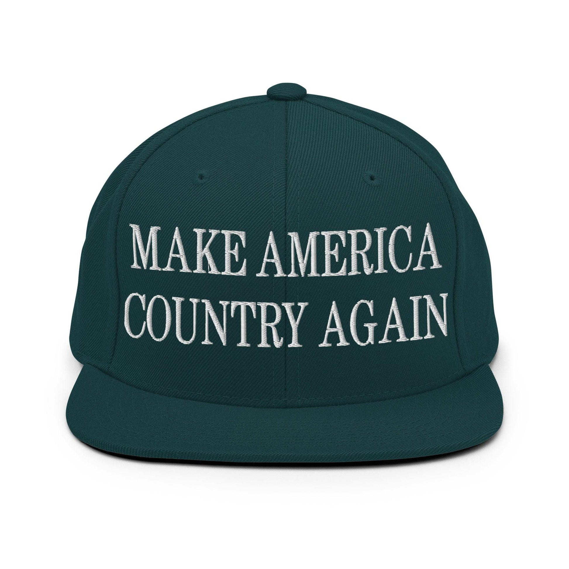 Make Us Country Again Embroidered Flat Bill Brim Snapback Hat - Spruce