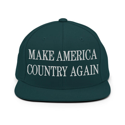Make Us Country Again Embroidered Flat Bill Brim Snapback Hat - Spruce