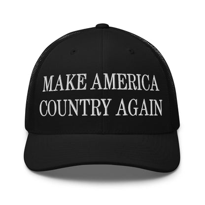 Make Us Country Again Embroidered Mesh Trucker Hat - Black