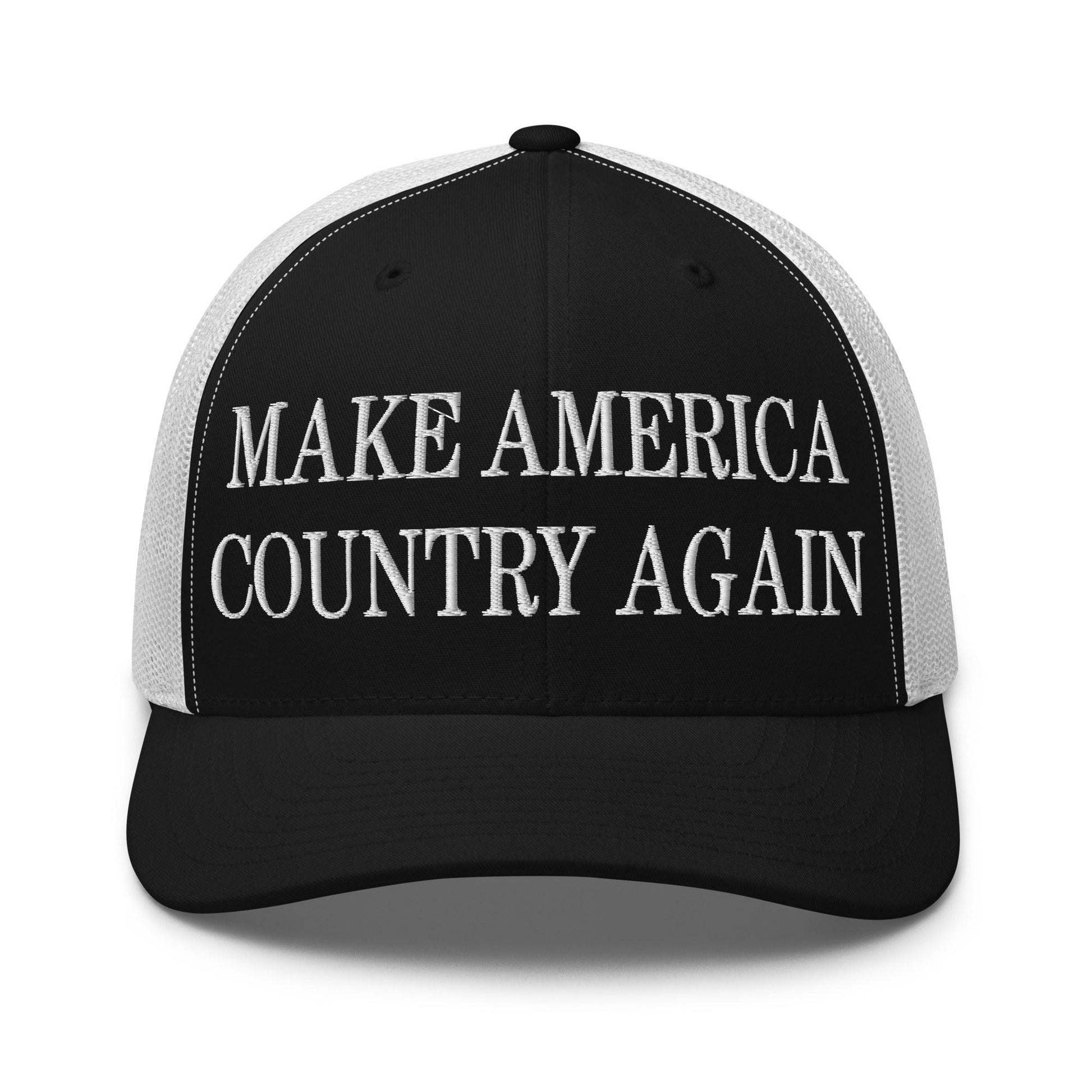 Make Us Country Again Embroidered Mesh Trucker Hat - Black/ White