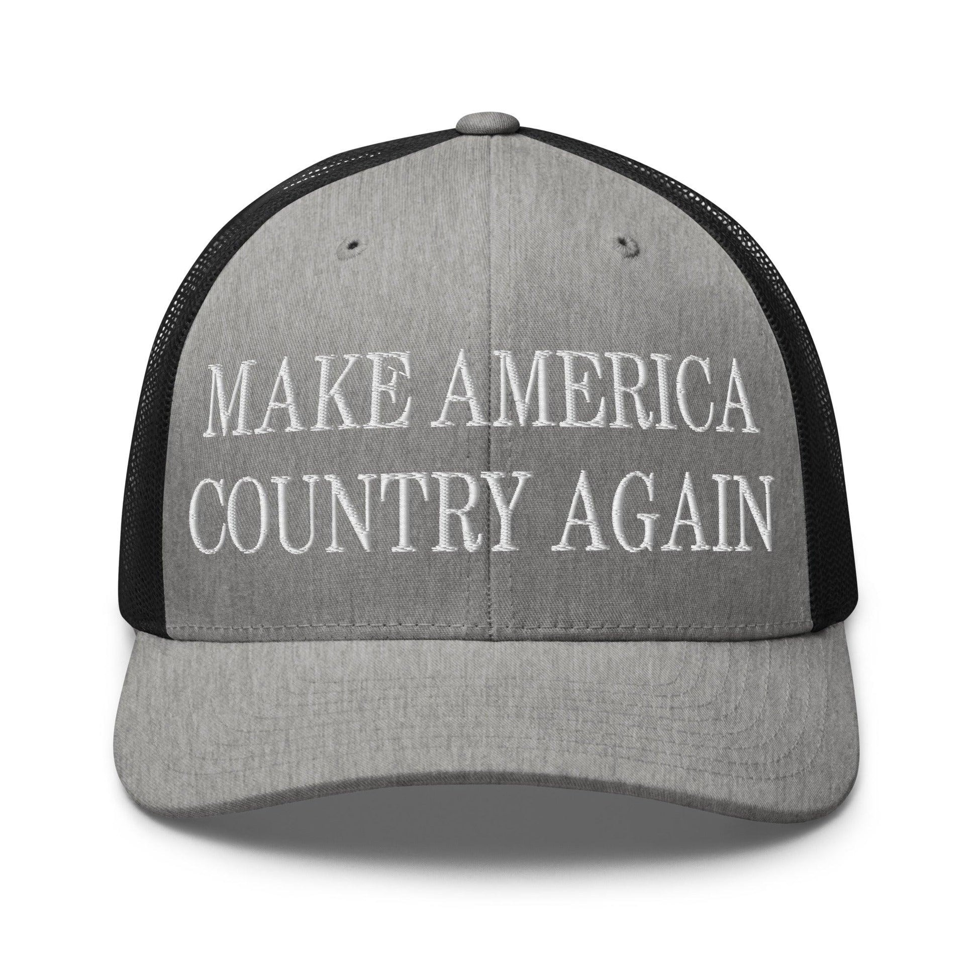 Make Us Country Again Embroidered Mesh Trucker Hat - Heather/ Black