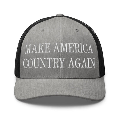 Make Us Country Again Embroidered Mesh Trucker Hat - Heather/ Black