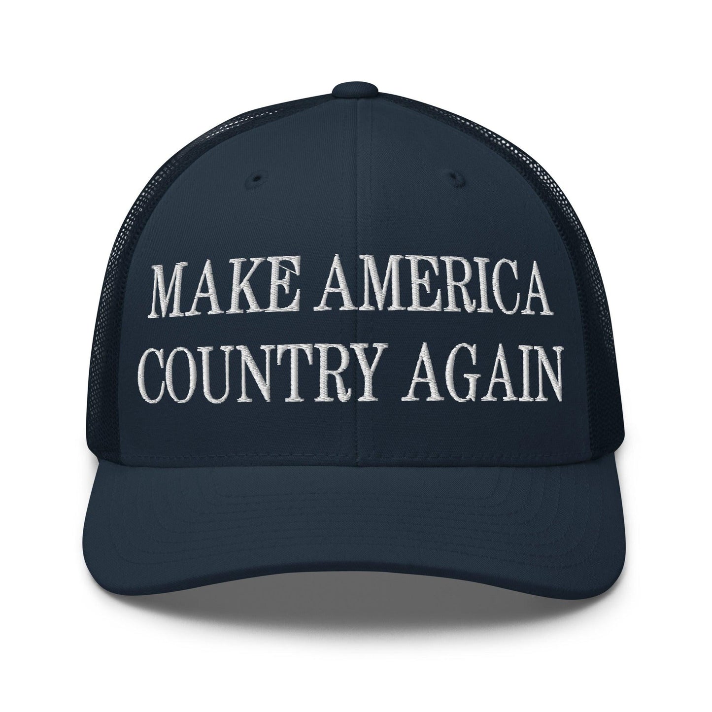 Make Us Country Again Embroidered Mesh Trucker Hat - Navy